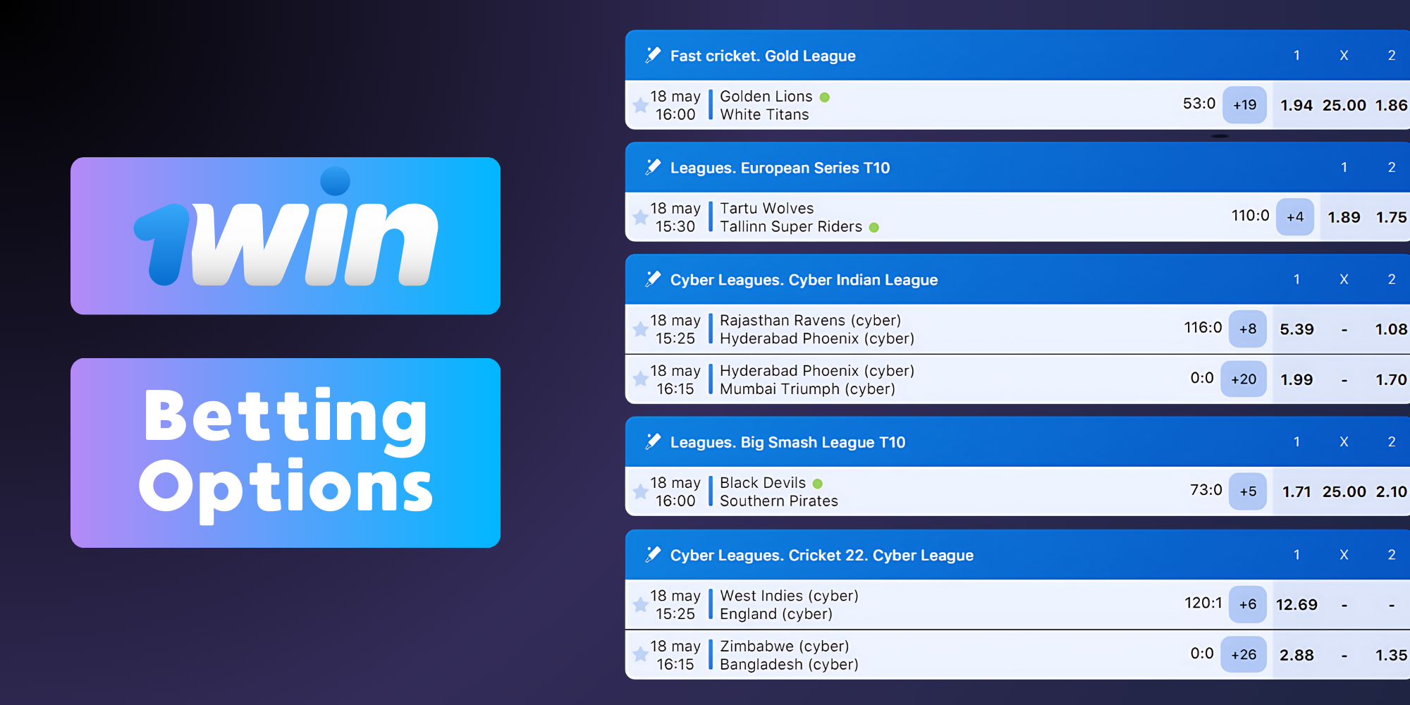1win offers a wide range of betting options to suit players from India