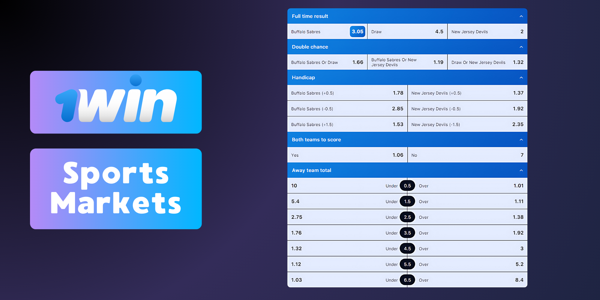 1win offers a large number of 1win sports markets for ice hockey