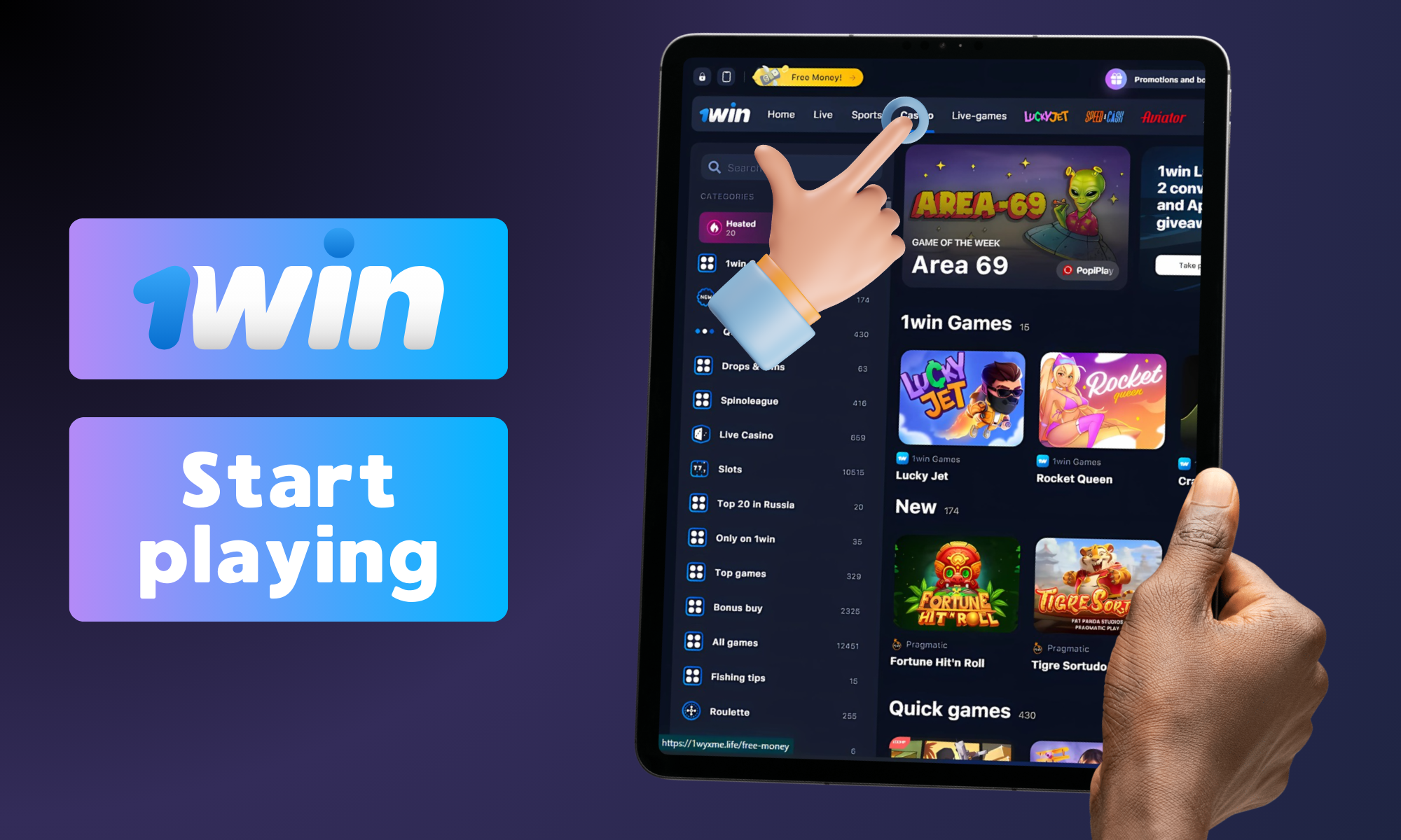 Step-by-step instructions on how to start playing at 1Win casino